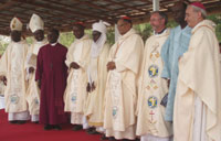 Cardinal Diaz with local and religious leaders at the Mass