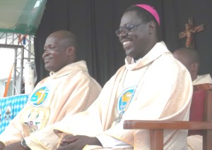 Bishop Nongo-Aziagbia and one of the new SMA priests