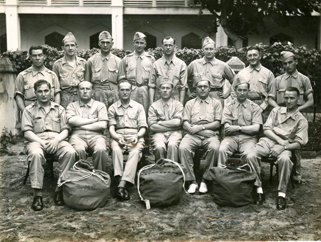 Priest Survivors of Sinking of SS CALIFORNIA, 11th July 1943 Front Row: Frs. P. Moore S.M.A., J. O’Neill S.M.A., J. Rafferty S.M.A., M. McLoughlin S.M.A., L. Murphy S.M.A., W. McCauley S.M.A., F. O’Shea S.M.A.; Back Row: P. Kelly S.M.A., J. Lee S.P.S., M. Gately S.M.A., J. Lyons S.M.A., J. O’Hara S.M.A., J. Anderson O.S.A., D. Watson S.M.A., J. Fitzsimons O.S.A. Not included in group: Frs. A Matthews S.M.A., F. Briody W.F., J. Tryers W.F.
